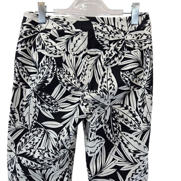 Boden Tropical Pants Womens 8 Black White Palm Tree Straight Leg Crop Resort - Picture 4 of 10